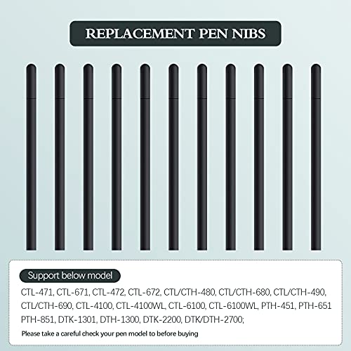 Image of 20 Pieces Replacement Standard Pen Nibs Black Replacement Refill Standard Nibs Drawing Pen Compatible with Wacom Bamboo Intuos Ctl471 Ctl671 Ctl672 Cth480