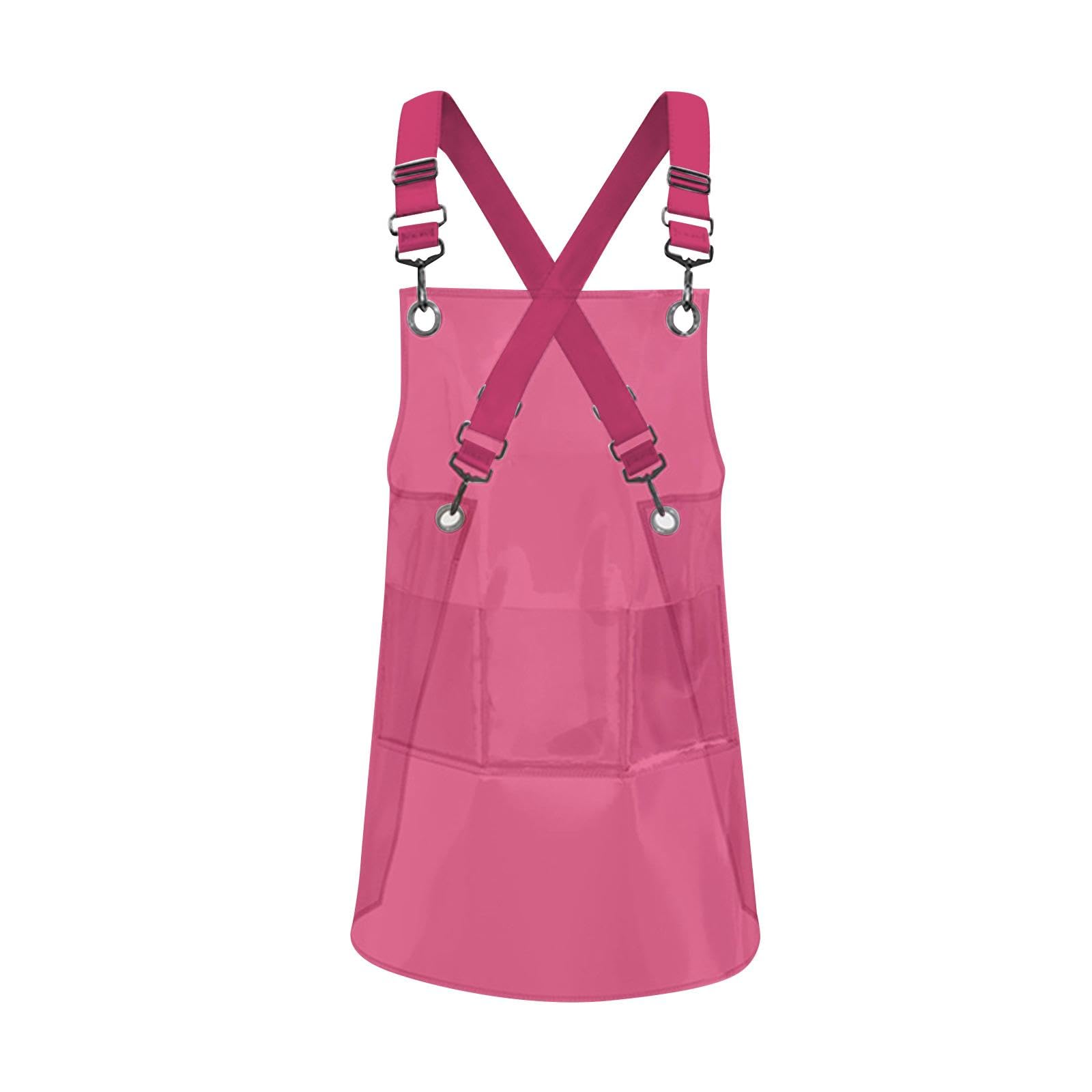 rockible Transparent Apron Waterproof TPU Aprons Unisex Adjustable Bib Cooking Kitchen Chefs Work Apron for Cosmetology Coffee Shop Painting Clear Hairdressing Aprons-Full Red