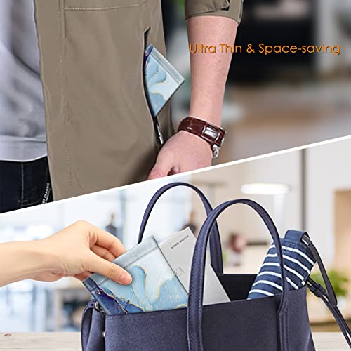 Fintie Eyeglasses Pouch With Cleaning Cloth, Portable Squeeze Top Vegan Leather Soft Glasses Case Anti-Scratch Sunglasses Bag, Ocean Marble #TOP4