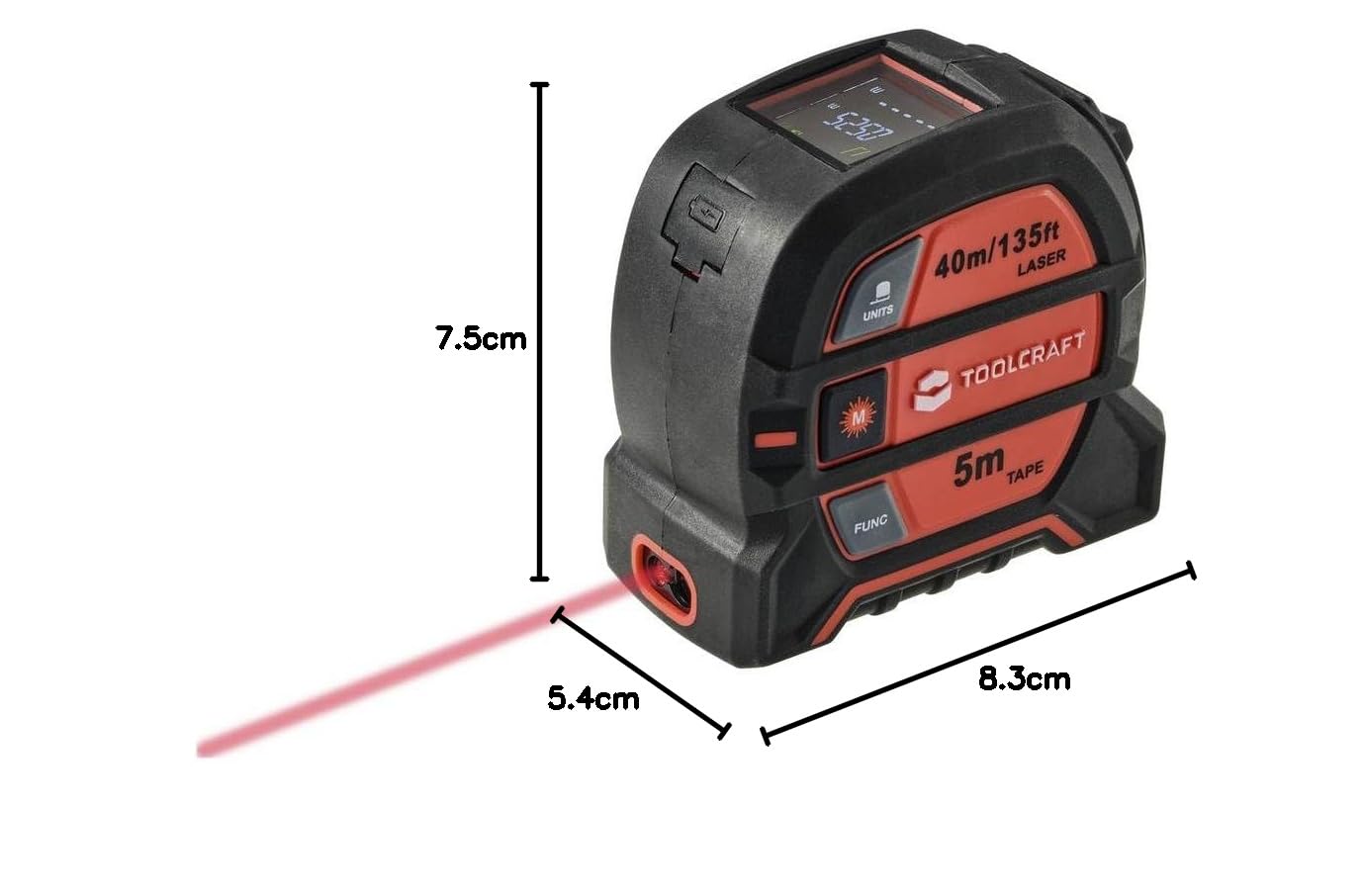 TOOLCRAFT 2 in 1 Laser-Entfernungsmesser Max. 40m avec Maßband