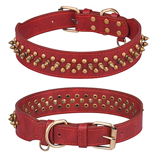 haoyueer Spiked Dog Collar Soft Pu Leather Mushrooms Rivet Spike Studded Puppy Adjustable Cat Collars (XS, Red1)