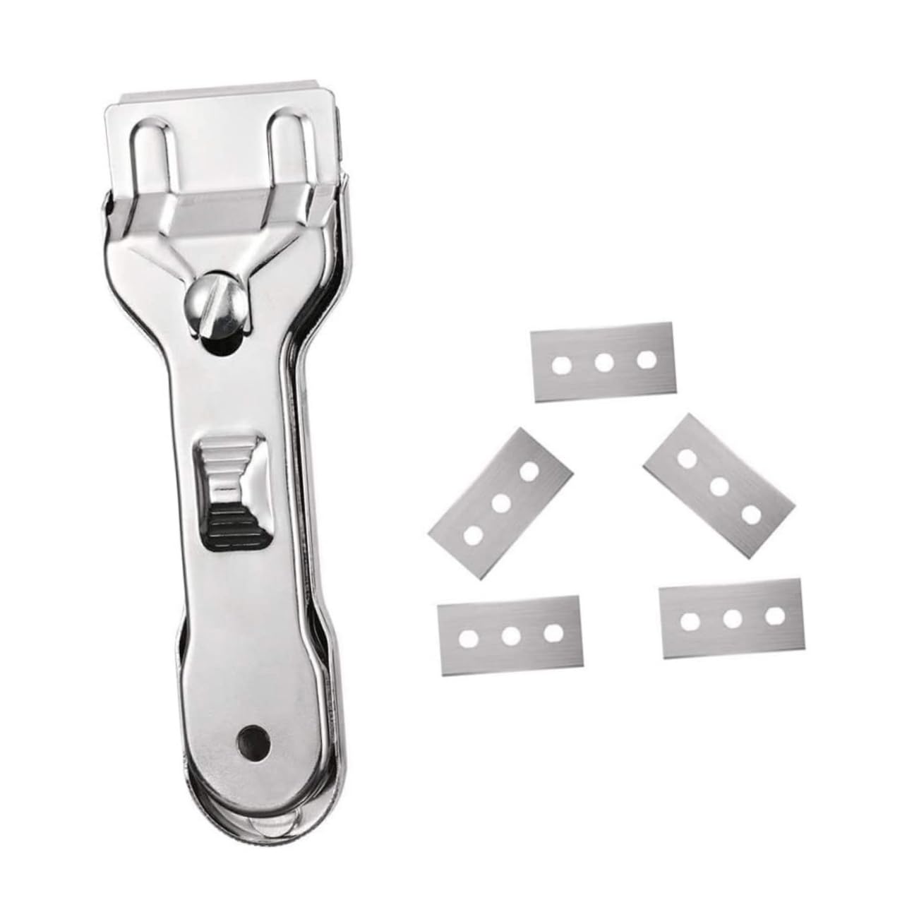 Mikinona Stainless Steel Glass Scaper Set Razor Scraper Blades for Cooktops Ceramic Hob Induction Cleaners