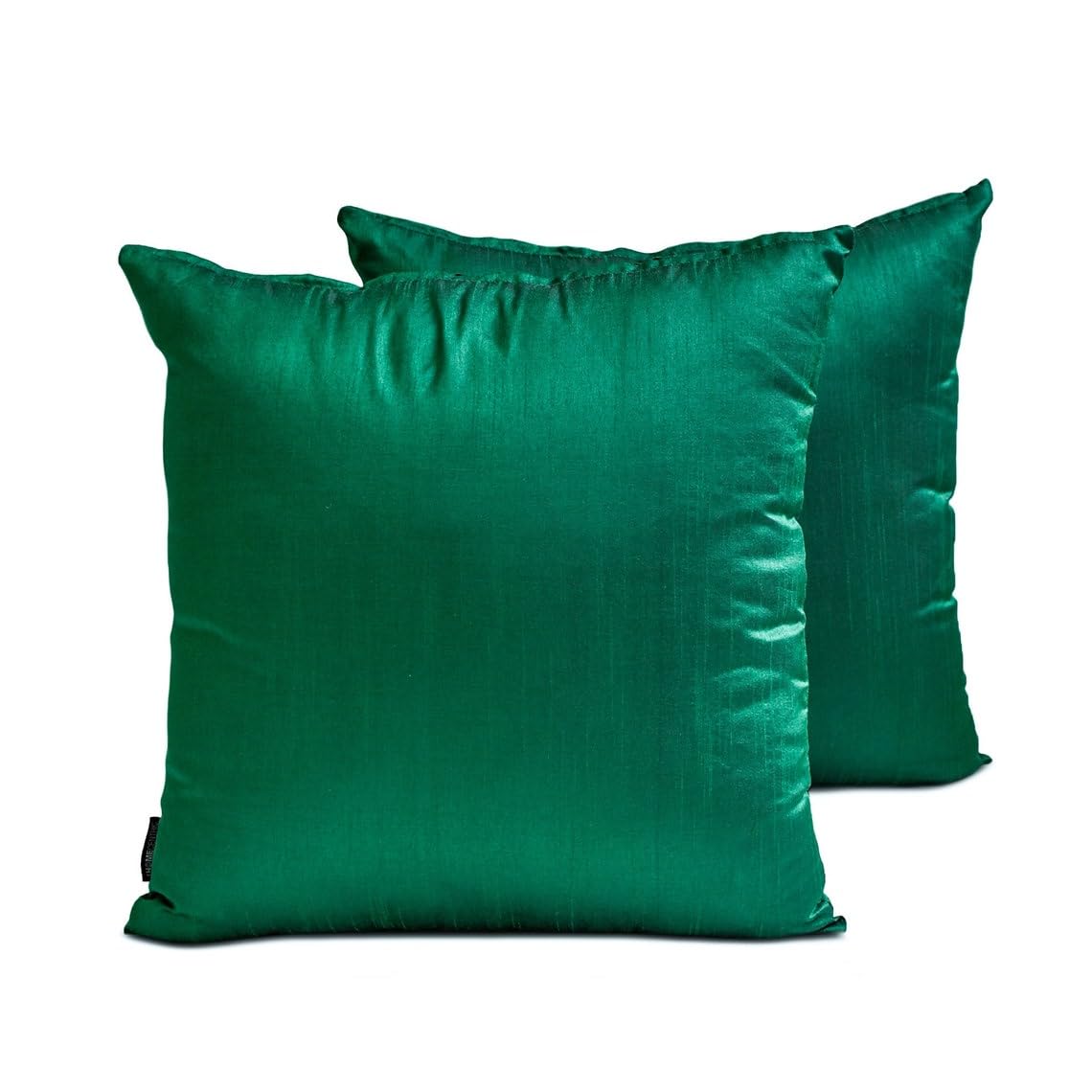 Emerald Green Art Silk Lumbar Cushion Covers 50x75 cm, Pack of 2 Solid Plain Luxury Accent Cushion Cover for Sofa, Couch, Bed, Living Room, Bedroom & Modern Home Décor - Dark Green Luxury