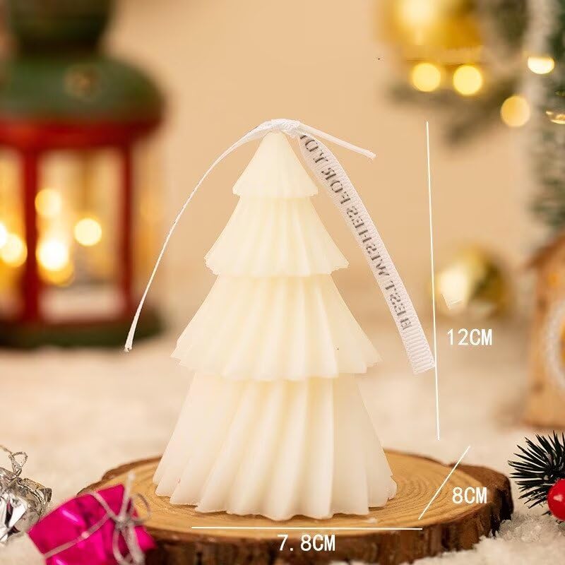 2 Pcs Christmas Candles Spiral Christmas Tree Shaped Candles Wax Scented Candles for Home Table Christmas Party Holiday New Year Decor
