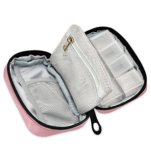 Image of Sunflower Floral Pill Case, Weekly Portable Pill Bag Container 7 Days Pill Box Organizer Vitamin Supplement Holder with Zipper for Travel Family Business, Z-pink Basic, 4.6 X 3.14 X 1.88in
