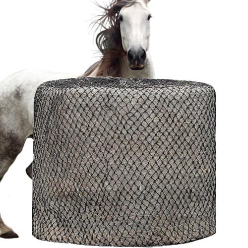 Redes de heno para caballos, balas de heno redondas de alimentación lenta, alimentador de heno para caballo, malla de heno para campo de granja (tamaño: 5 pies x 6 pies)
