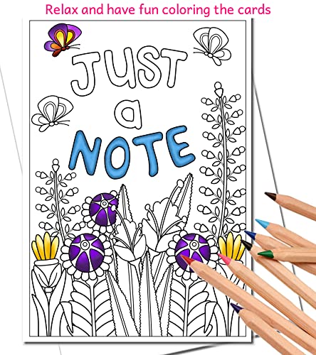 Image of Art Eclect Coloring Note Cards for Adults with Envelopes - Just a Note | Color Your Own Notecards - Blank Inside for Your Personal Message - 10 Different Designs and 10 Envelopes (JustNote /10)