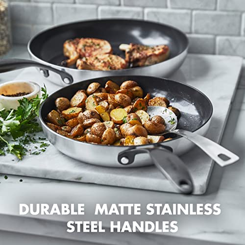 GreenPan-Venice-Pro-Noir-Tri-Ply-Stainless-Steel-Healthy-Ceramic-Nonstick-13-Piece-Cookware-Pots-and-Pans-Set-Matte-Black-Handle-PFAS-Free-Multi-Clad-Induction-Dishwasher-Safe-Oven-Safe-Silver GreenPan Venice Pro Noir Tri Ply Stainless Steel Healthy Ceramic Nonstick 13 Piece Cookware Pots and Pans Set Matte Black Handle PFAS Free Multi Clad Induction Dishwasher Safe Oven Safe Silver