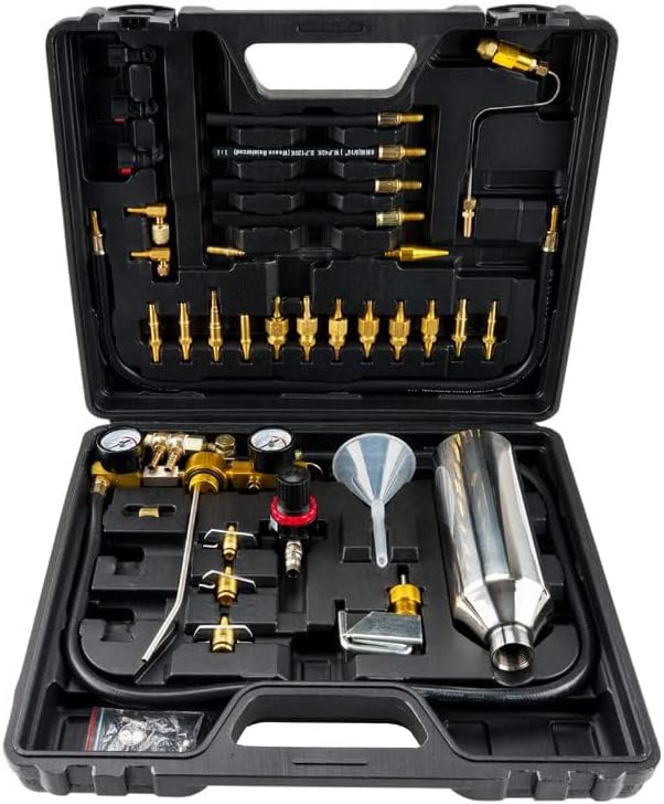 KAC Caja de herramientas de reparación automática, herramienta de limpieza de sistema de combustible no desmantelar automotriz del inyector de