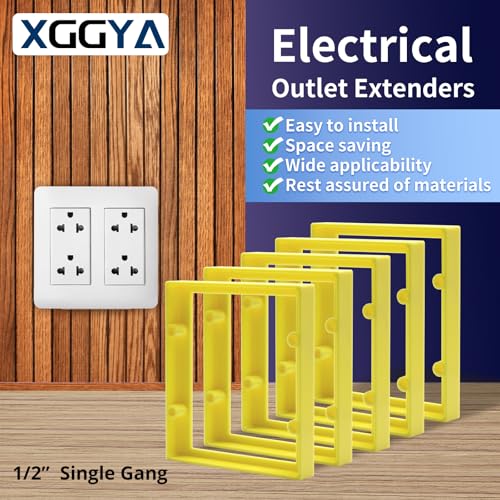1/2” Double Gang Receptacle Outlet Box Extenders,Include 24Screws(6-32 x 1.25),Yellow Electrical Outlet Extender for Electrical Outlet Box & Electrical Outlet Switches,6Pack