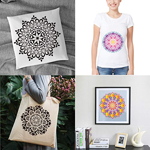 Image of CZONG 9 Pack 12 X 12 Inch Large Rangoli Stencils Mandala Stencil Laser Cut Painting Template For Diy Art|Wall Stencil|Tile Stencil|Floor Stencils-Wall Stencils For Painting Large Pattern
