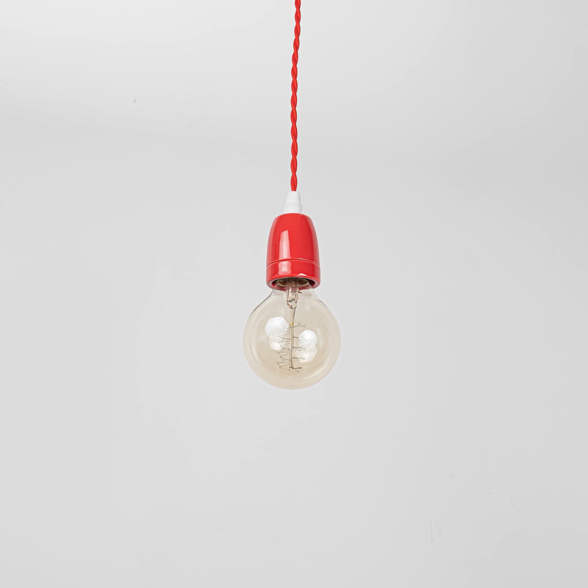 SKIVTGLAMP H-Type Track Pendant Light Red Weave Rope Cord Gloss