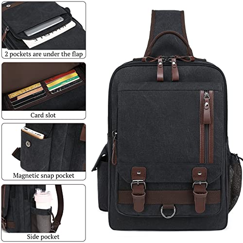 Image of mygreen Canvas Cross Body Messenger Bag Shoulder Sling Backpack Travel Rucksack