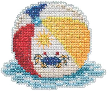 Beach Ball Beaded Counted Cross Stitch Ornament Kit Mill Hill 2019 Spring Bouquet MH181916 image 2