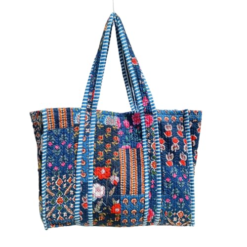Image of Women's 100% Cotton Lightweight Shoulder Tote Bag with Interior Poeckt Casual Handbag for Women