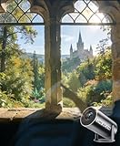 Portable Projector with Wifi and Bluetooth, 4k Supported & Auto Focus Window Projector, Mini Projector 180° Rotating Built-In Speaker for Reading Ambiance, Home Atmosphere (Black)