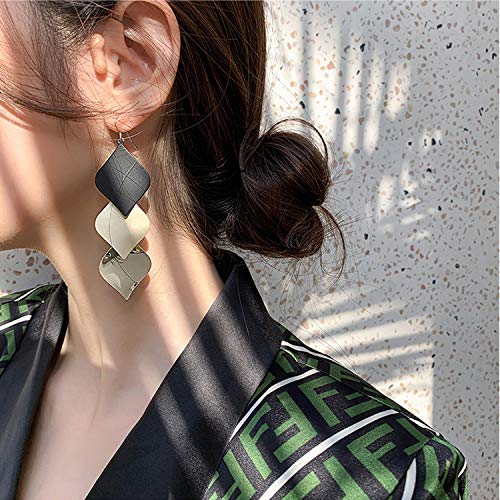 Long Square Dangle Drop Earrings - Lightweight Fashion Geometric Gold Statement Earrings3