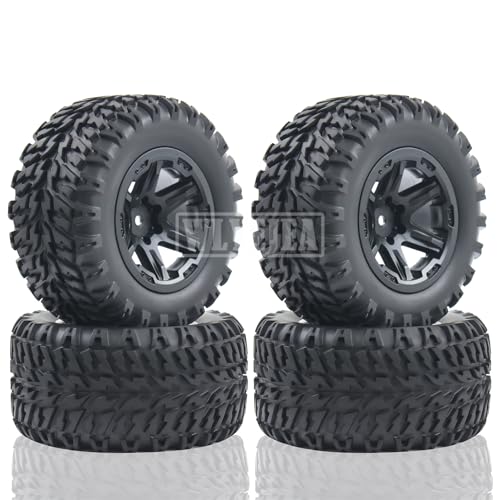 WLYEJEA 4PCS RC Truck Tires Set 12mm Hex Hub Plastic Wheel Rim Compatible with 1/12 LOSI LMT 4WD Solid Axle Monster Truck 1/12 1/14 1/16 TRAXXA,REDCAT RC Racing Truck