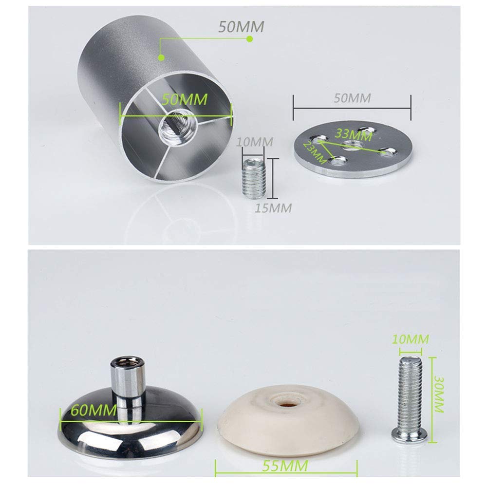 Gambe per Mobili,Gamba per Divano in Alluminio, Tavolo da Tè, Piedini per Mobile TV,Gambe per Tavolo Regolabili,Rotondo,Set di 4 (Oro/Argento),Argento,6cm/2.3in Made in China