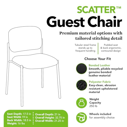 Image of HON Scatter Guest Office Chair, Armless Leather Seating for Waiting Rooms, Lobbies, Conference Areas, and Offices, Stackable Side Chair for Reception and Training Spaces, Black
