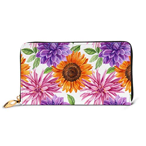 Preisvergleich Produktbild JHGFG Mode Handtasche Reißverschluss Brieftasche Schöne Blumen Auf Weißer Sonnenblume Telefon Clutch Geldbörse Abend Clutch Blocking Leder Brieftasche Multi Card Organizer