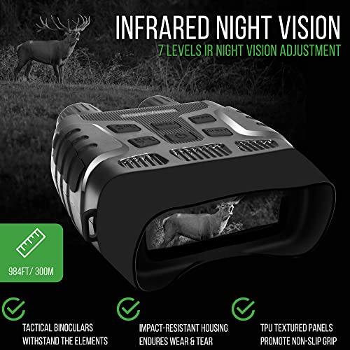 Bush Tech Night Vision Binoculars, Military-Grade Infrared Binoculars With Camera For Hunting And Surveillance, Day And Night High-Power Binoculars With 3X Digital Zoom, 984Ft Range, 2.31” Lcd Display #TOP5