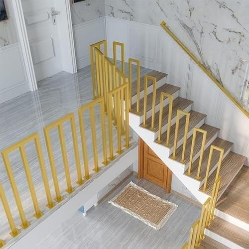 Rampes d'escalier intérieures et extérieures en métal doré U de 2,13 FT
