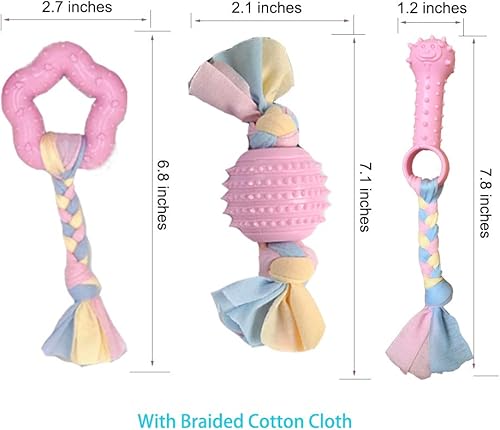 Miniatura 2 de Juguetes interactivos para cachorros para dentición de perros pequeños, juguete masticable de goma suave, conejito rosa, raza pequeña, paquete de 4