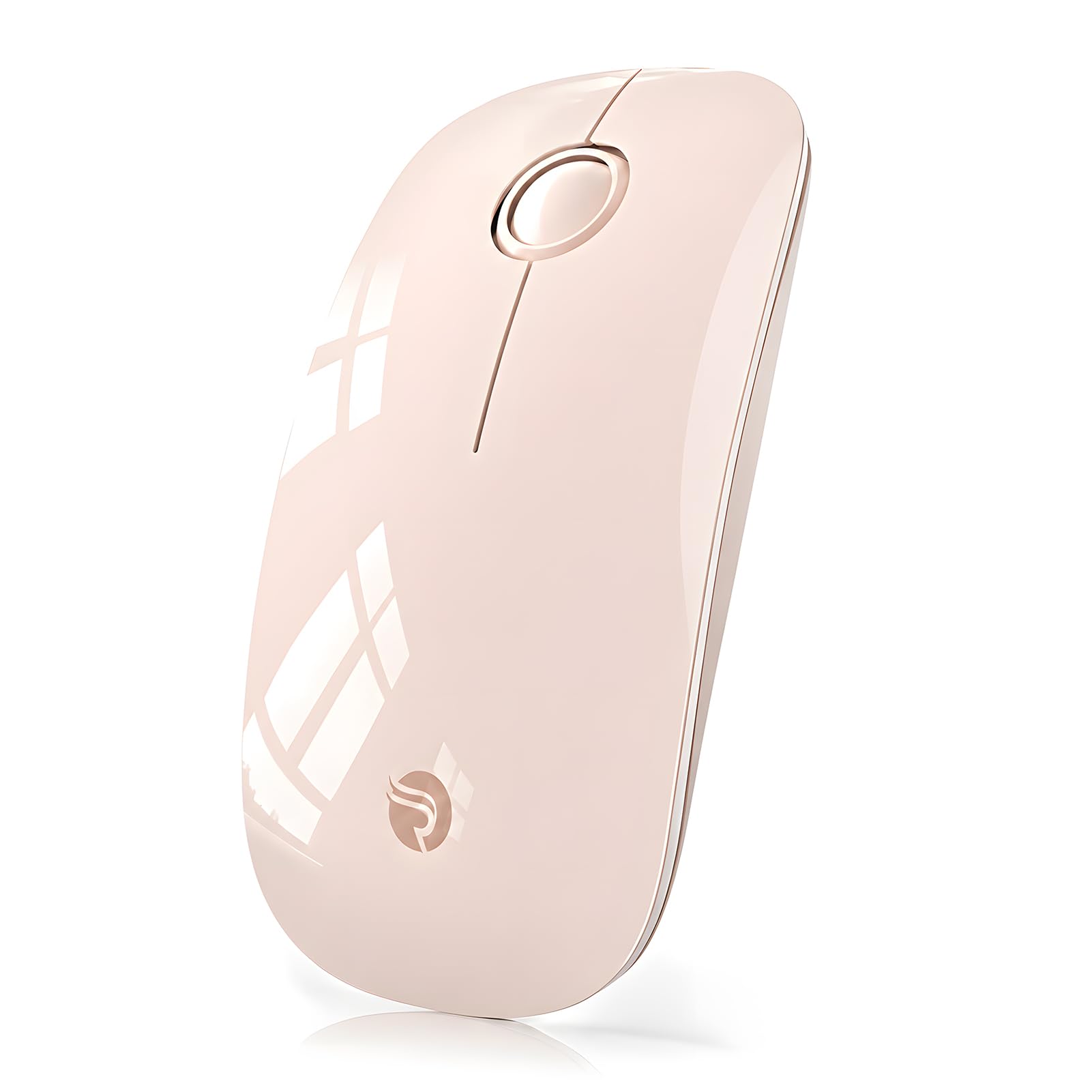 RAPIQUE R306 Pro Wireless Mouse, Dual Bluetooth e 2.4GHz, Collega fino a 3 dispositivi, Type-C ricaricabile, Silent Click, Design ergonomico simmetrico, per MacBook, laptop, tablet, tè al latte, rosa