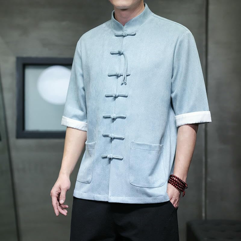 Chemise simple à manches courtes pour homme en polyester fluide