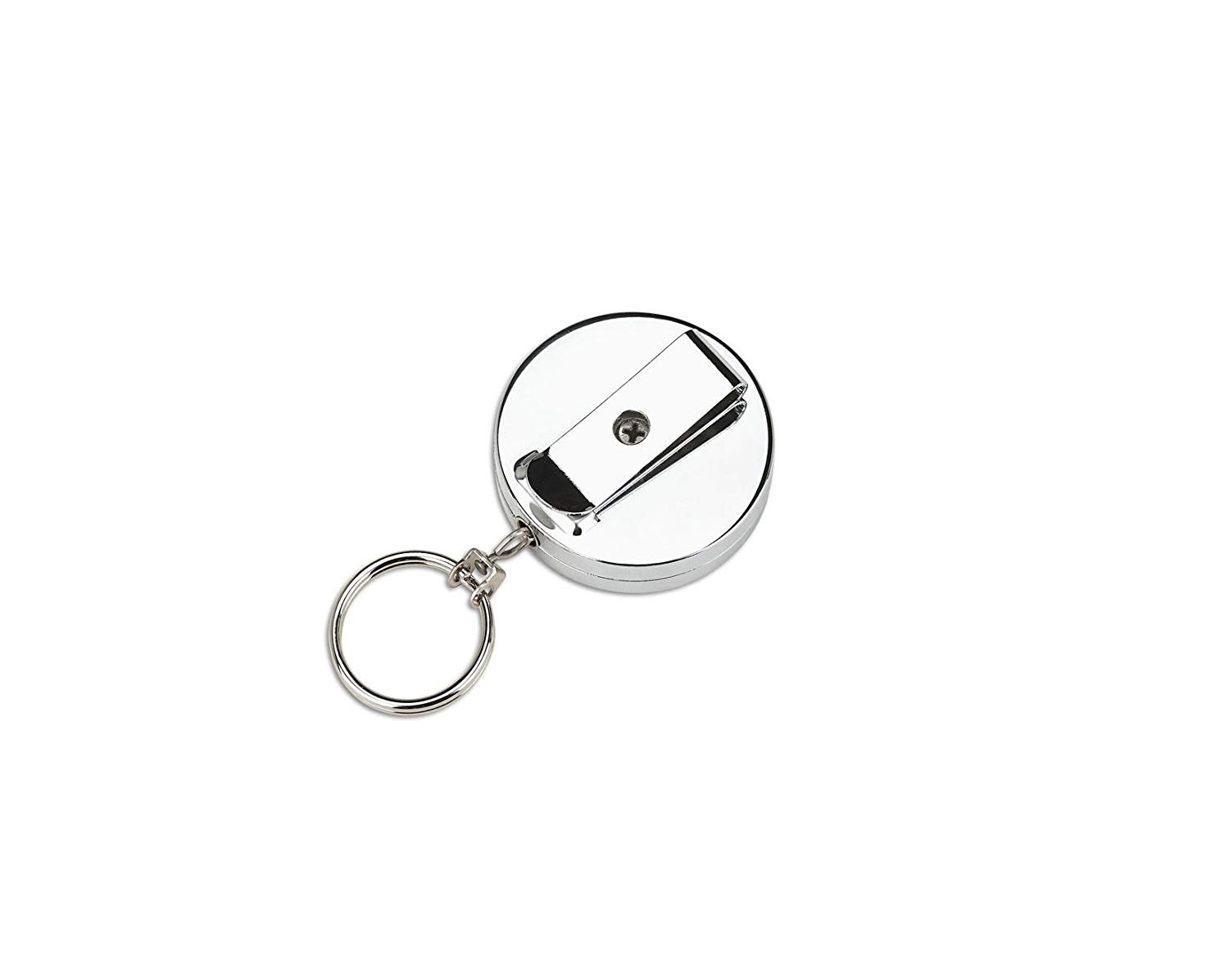 Image secondaire de Porte-badge à câble enrouleur métallique Waizmann.IDeaS® - avec mousqueton, anneau de 40 mm de diamètre, cordon rétractable très