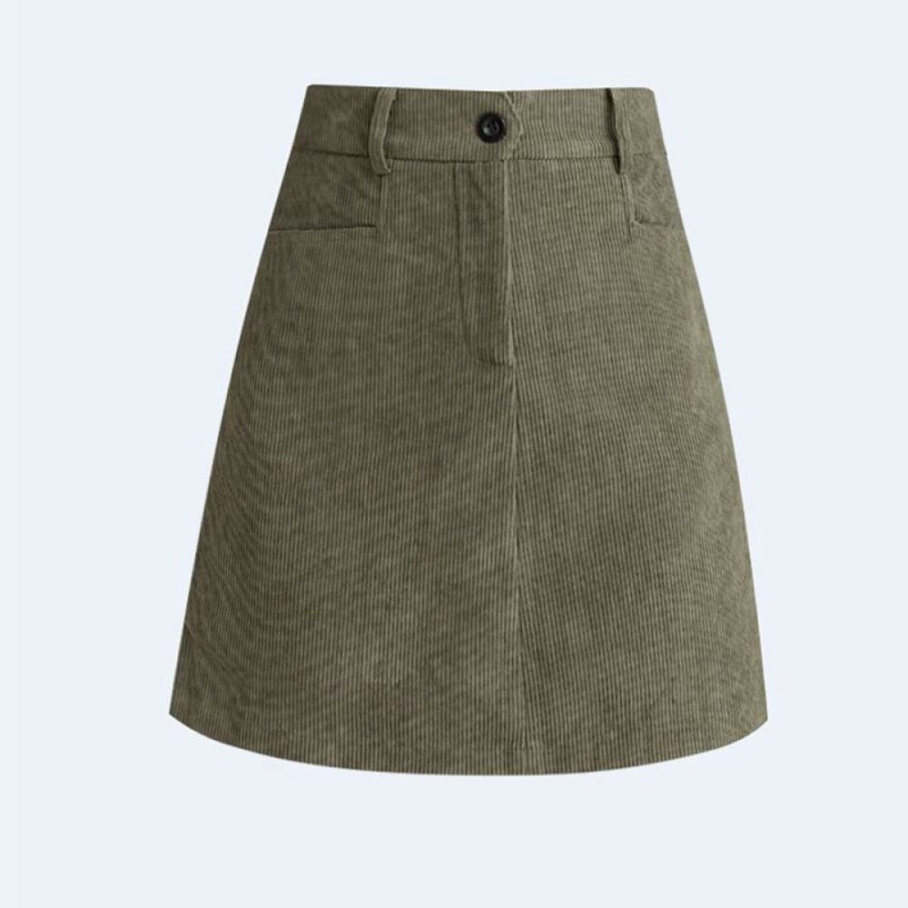 OZEO Röcke Für Damen,Damen Minirock Salbeigrün Hohe Taille Hüften Wickelrock Knopf A-Linie Geraffter Lagenrock Mit Hose Herbst Winter Kurzer Rock Für Mädchen Damen,M