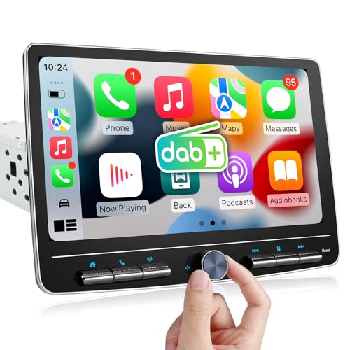 Android 13 Autoradio mit Navi 10.1 Zoll Bildschirm Eingebaut DAB+ Wireless Carplay & Wireless Android Auto 1 Din Auto Radio Touch Display mit Bluetooth 8 Core 2G+32G WiFi 4G GPS AM/FM RDS