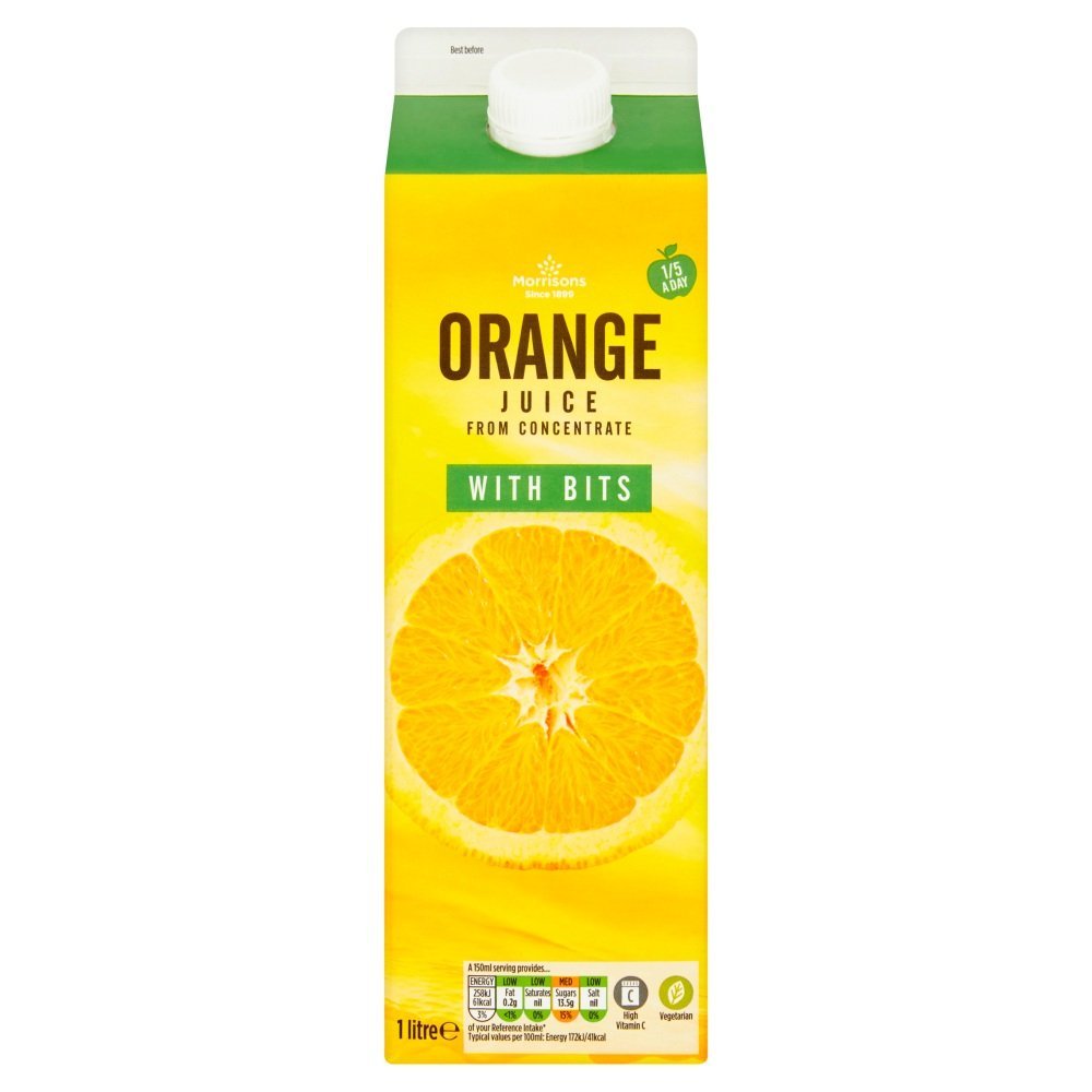 Morrisons Orange from Concentrate Juice with Bits, 1 Litre