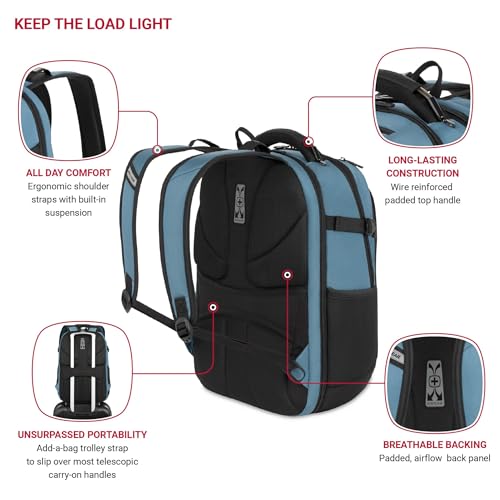 Image of SwissGear Travel Tech Pro Laptop Backpack - Fits Laptops up to 16 inch - ScanSmart TSA-Friendly Backpack with Multiple Organizer Pockets - Blue