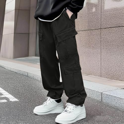 Casual Cargo Work Pants for Men Baggy Athletic Drawstring Elastic Waist Cargo Sweatpants Streetwear with Multi-Pockets2