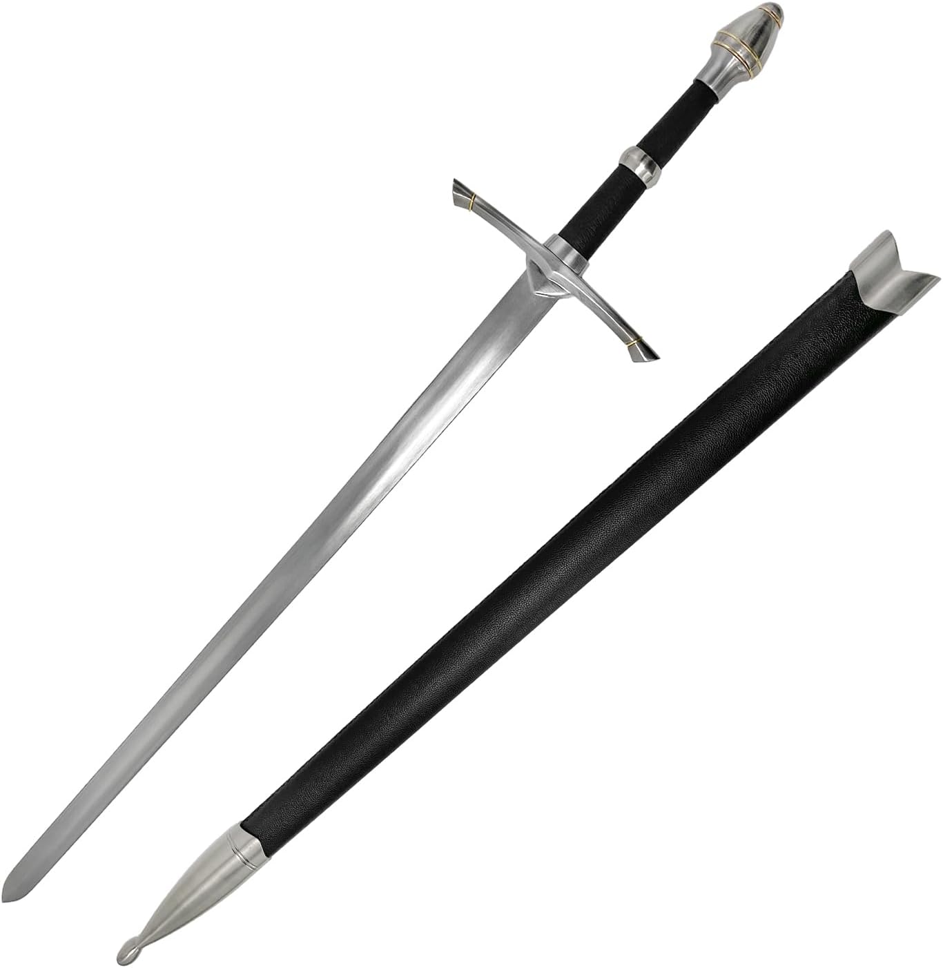 Medieval Sword One Hand Sword, Dull Blade. for Collection, Gift, Show and Fair Cosplay and LARP Ranger-Silver