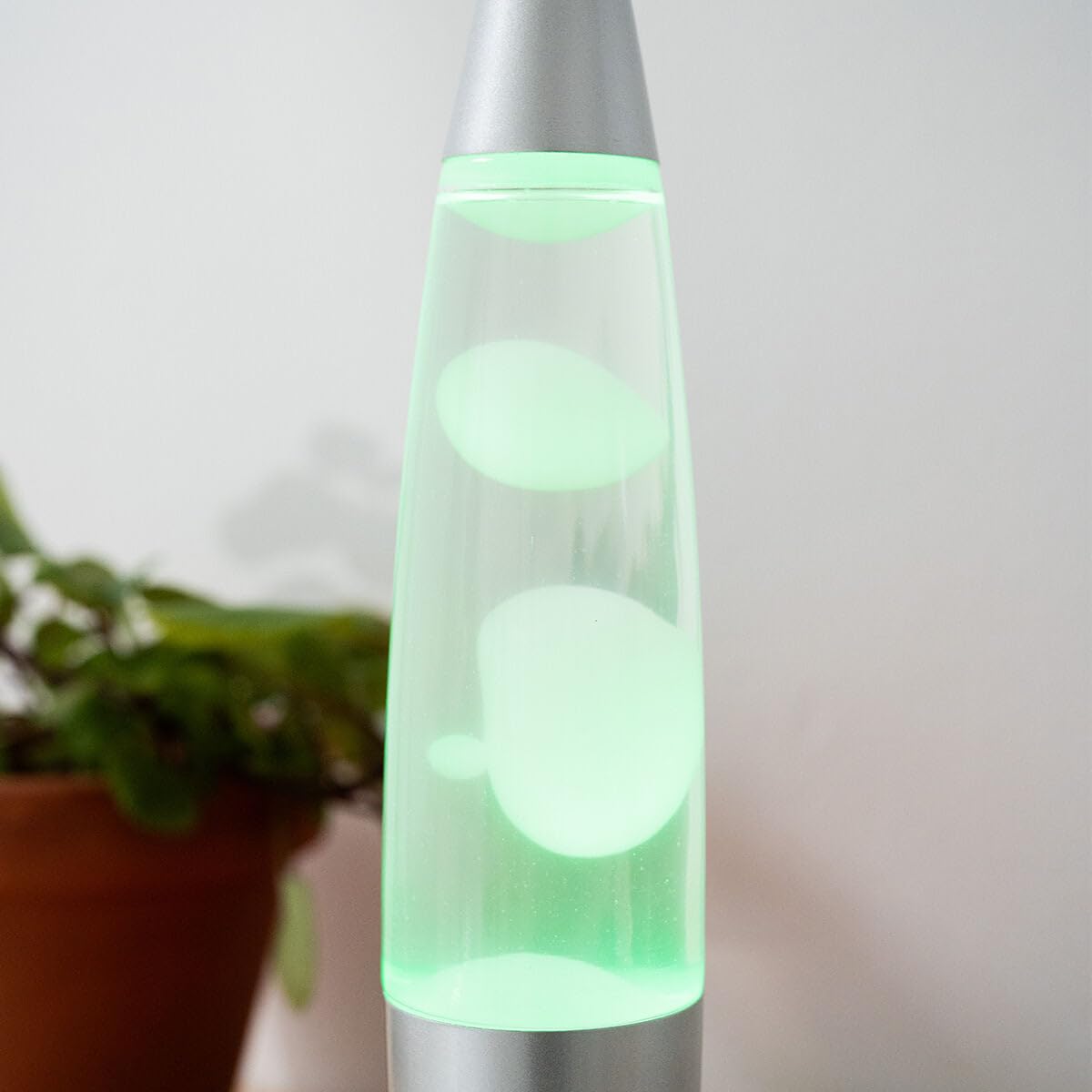 CELLUSTOP Lampa lawowa z ruchem płynnym z woskiem – lampka nocna lawa – lampa magma z ruchem płynu – żarówka w zestawie – przełącznik – 20 W – 34 cm – szkło i aluminium – wielokolorowa LED