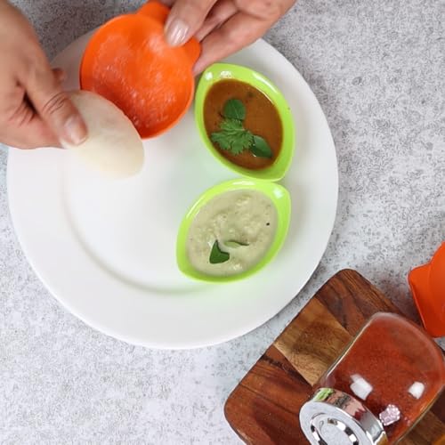 Image of Corvel Silicone Idli Mould | Idli Maker | Idli Liners original, Orange | 8Pcs | Non stick | Food Grade Silicone | BPA Free | No greasing | Oven, Microwave & Dishwasher Safe