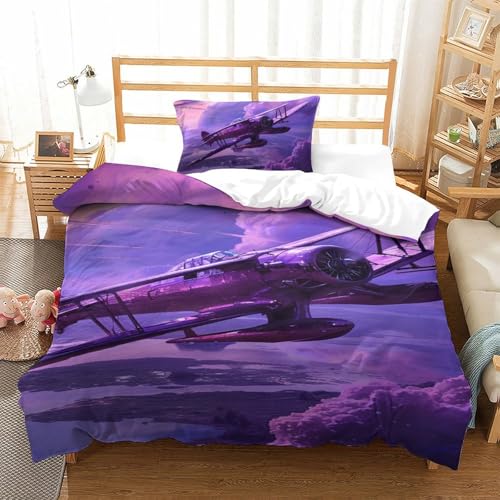 Housse de couette avions de combat pour lit simple, parure de lit garçon 135x200 - 2