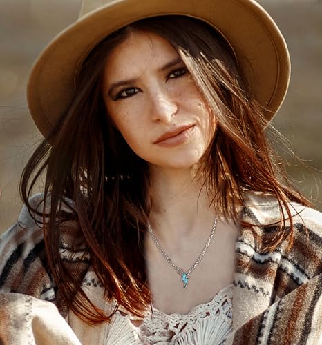 FUNRUN JEWELRY 10Pcs Western Necklaces for Women Turquoise Necklace Cow Tag Lightning Bolt Horseshoe Bar Turquoise Pendant Necklace Cowgirl Boho Western Jewelry Set2