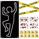 SUNYOK Halloween Tatort Dekorationen 18pcs Warnband Halloween Absperrband 1–10 Beweismarker Halloween Aufkleber Blutige Handabdrücke Fußabdrücke Schwarzer Vorhang für Halloween Party Horror Deko