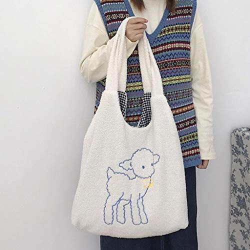 Generic Inverno Peludo Grande Sheep Padrão de Moda Bolsas Senhoras Ombro Mensageiro Sacos de Viagem