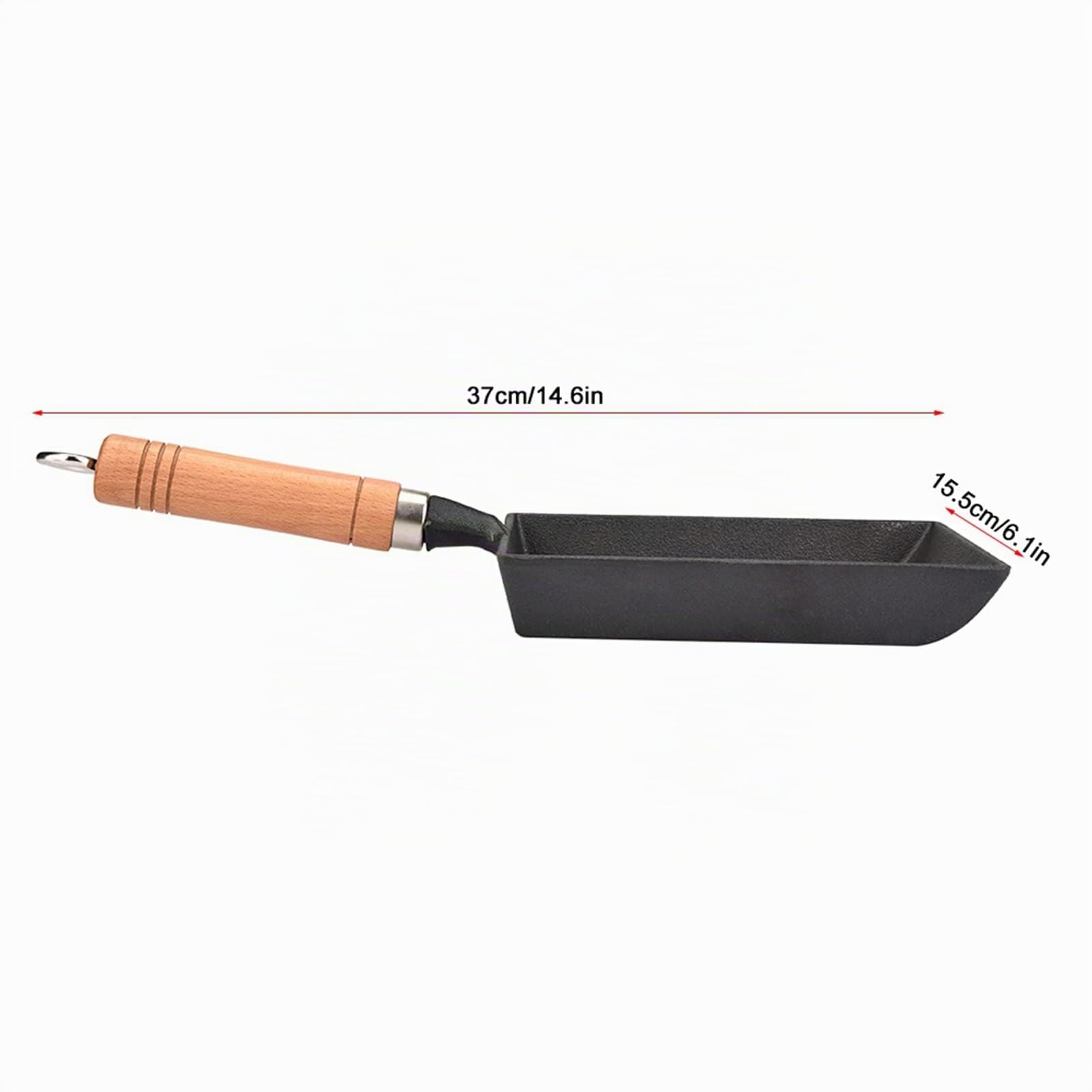 Greensen Padella Tamagoyaki Padella Giapponese per Frittata Padella Quadrata per Uova Padella Tamago Mini Padella Padella Giapponese per Uova con Manico in Legno 37x15,5 Cm Nero