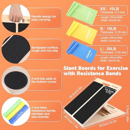 Image of Portable Slant Board for Calf Stretching, Adjustable Wooden Calf Stretcher Incline Board, Calf Stretch Board for Squats Leg Knees Heel Ankle Stretching