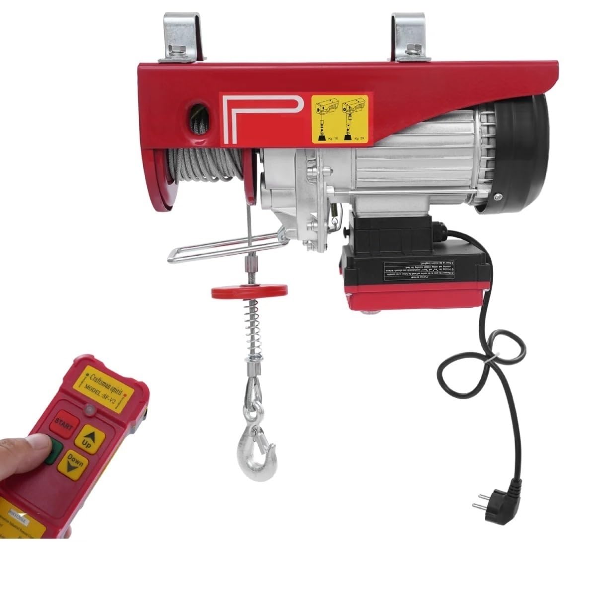 Verricello elettrico Argano del cavo telecomando senza fili della gru di sollevamento elettrica da 400 kg con doppia corda Paranco Elettrico da Puleggia