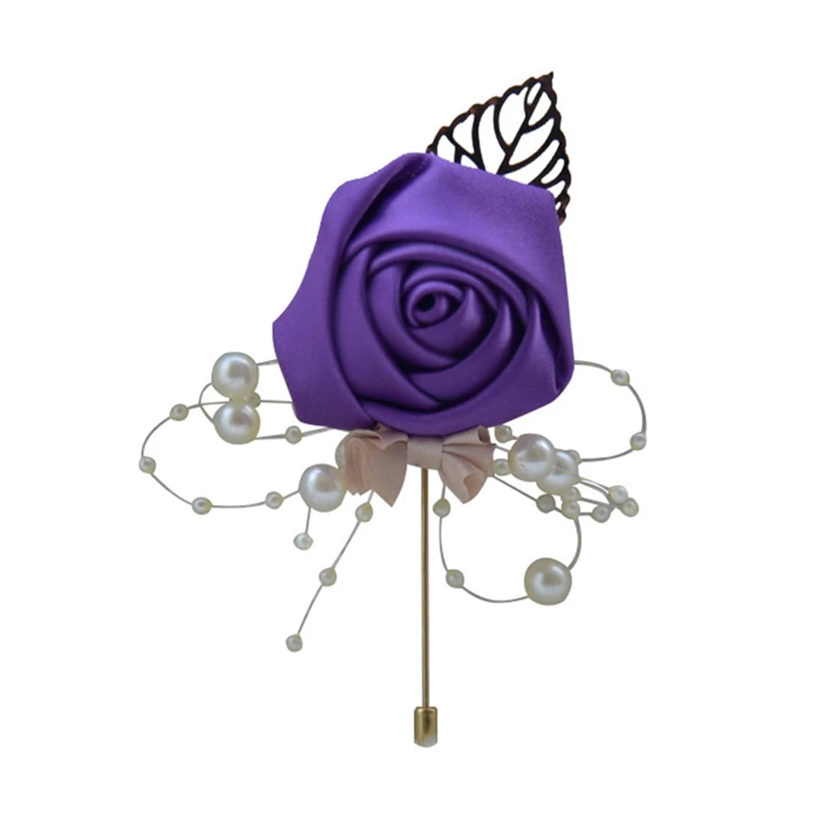 UJEDFHV Wedding Simulation Rose Corsage Ceremony Wedding Prom Corsage Flower Rose Brooch Pins Pearl Bride Groom Flowers Boutonniere Satin Ribbon Accessories For Proms