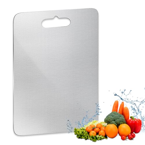 Collazoey Titanium Cutting Board, Tabla de Cortar de Acero Inoxidable 304, Tabla de Cortar de Acero Inoxidable sin BPA para Cocina, Adecuada para Cortar Carne y Verduras, fácil de Limpiar (34 x 23 cm)