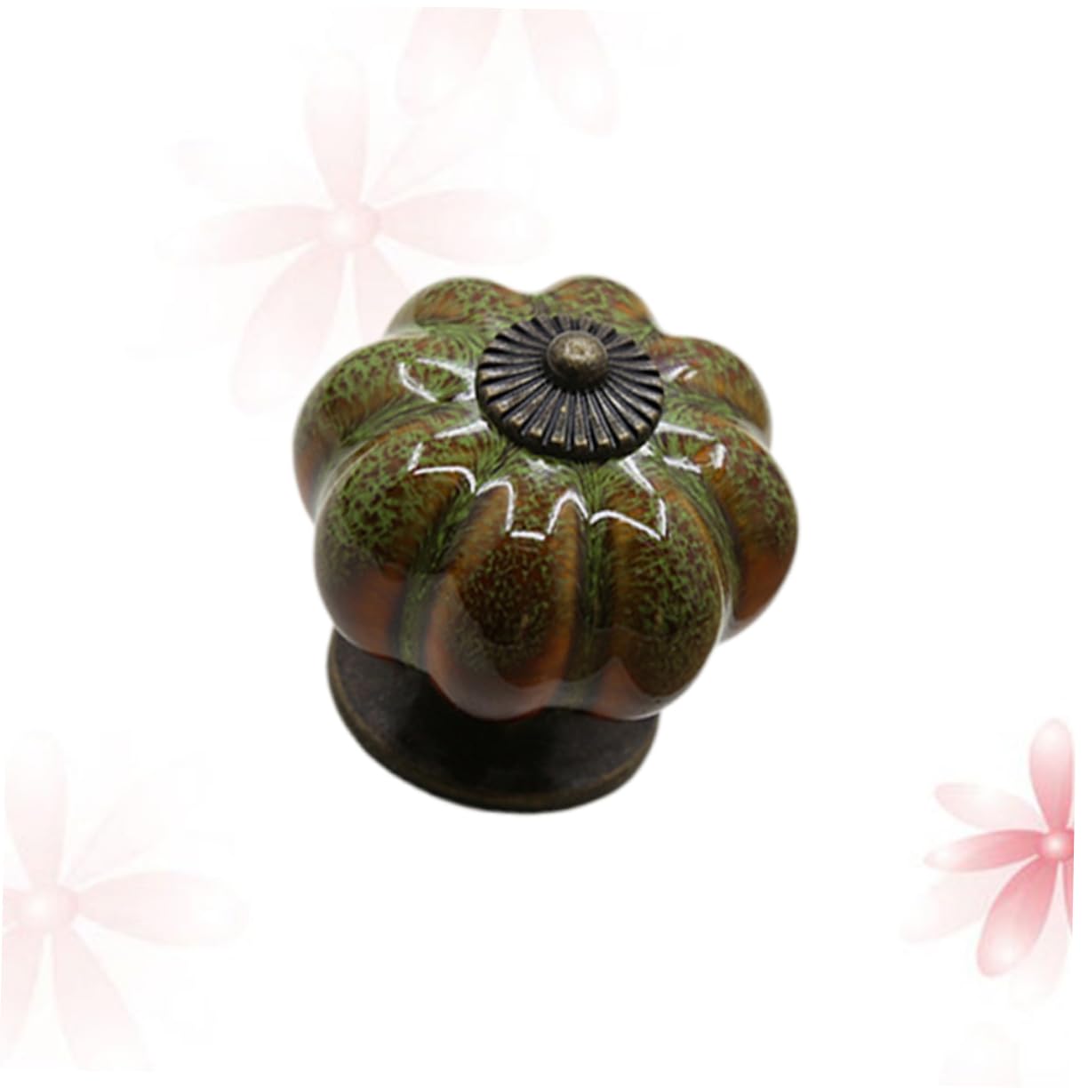 Pomelli per Mobili in Ceramica 6 Pezzi Design a Zucca Verde, Maniglie Tradizionali per Cassetti e Armadi, Maniglia Decorativa e Funzionale per Interni e Cucina