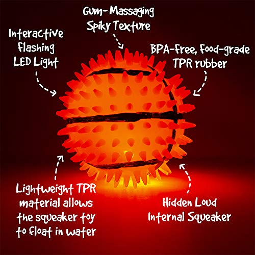 Gnawsome 3.5” Squeak & Light Basketball Dog Toy - Medium, Cleans Teeth And Promotes Dental And Gum Health For Your Pet, Colors Will Vary #TOP2
